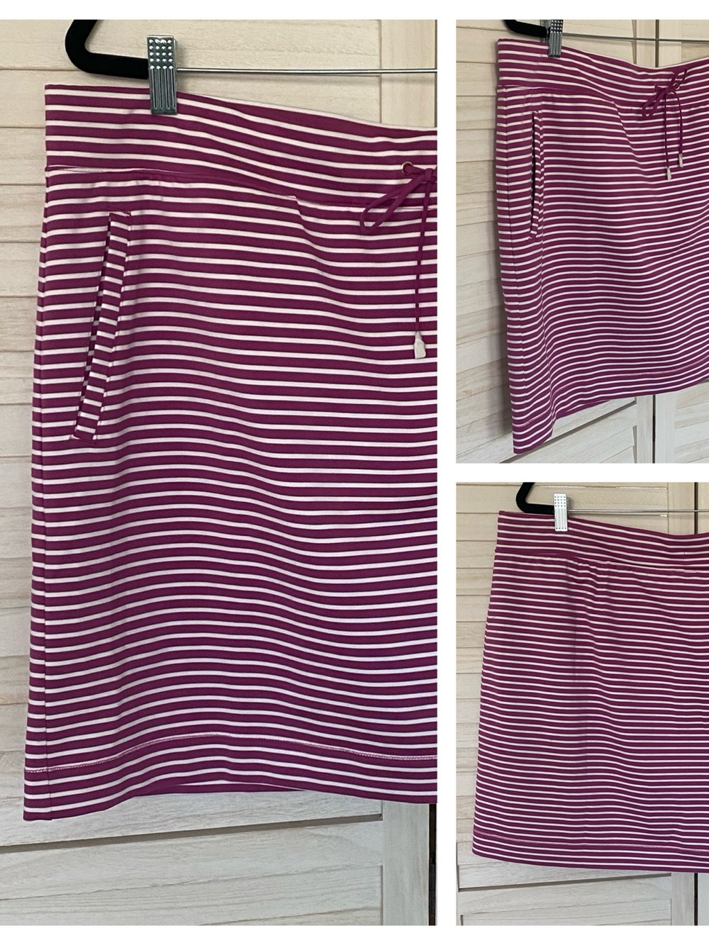 Chico’s Wild Mulberry Striped Knit UPF 50 Skirt Skort SZ XL NWT Activewear